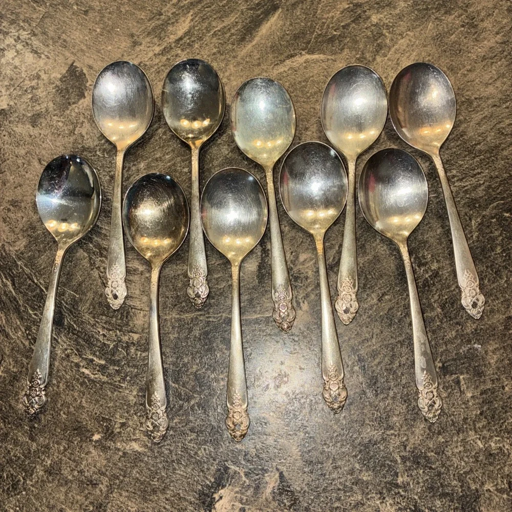 Set Of 10  Silver Plate Prestige Soup Spoons 1951 Silverware Flatware